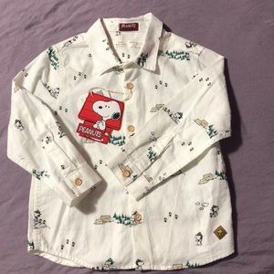 NWT ZARA baby boy peanuts collection button top